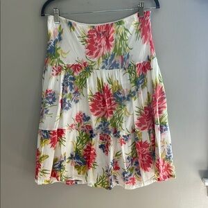 Chaps Denim 100% Cotton Floral Tiered Skirt, Sz S